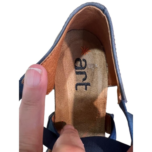 Art Co Blue And White Open Toe Cross Strap Leather Chunky Heel Sandals Size 39 - Picture 9 of 13